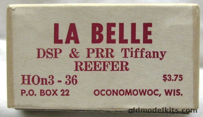 La Belle 1/87 DSP & PRR Tiffany Reefer Refrigerator Car - HOn3 Craftsman Kit, HOn3-36 plastic model kit
